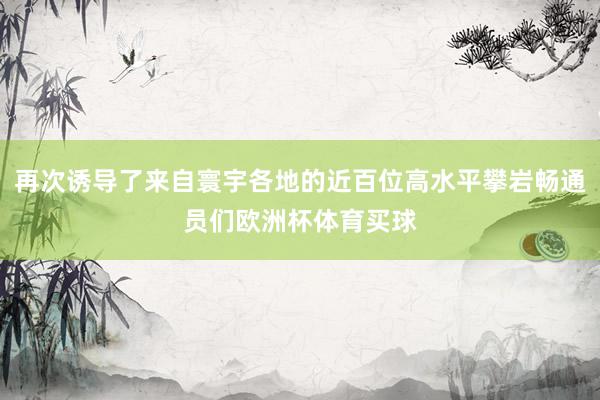 再次诱导了来自寰宇各地的近百位高水平攀岩畅通员们欧洲杯体育买球