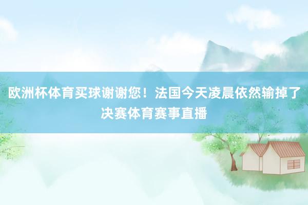 欧洲杯体育买球谢谢您！法国今天凌晨依然输掉了决赛体育赛事直播