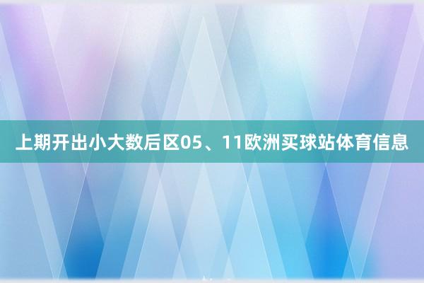 上期开出小大数后区05、11欧洲买球站体育信息