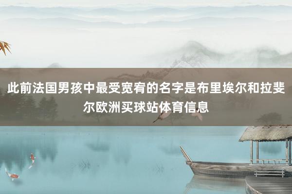 此前法国男孩中最受宽宥的名字是布里埃尔和拉斐尔欧洲买球站体育信息